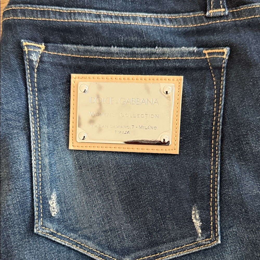 Dolce & Gabbana Denim Jeans with Silver Patch